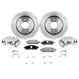 2-Wheel Set Front Brake Kit With Calipers, Plain Surface 6 Lugs 295.91 mm Ceramic, Includes (2) Brake Caliper, (1) Brake Pad Set and (2) Brake Disc