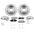 2-Wheel Set Front Brake Kit With Calipers, Plain Surface 6 Lugs 295.91 mm Ceramic, Includes (2) Brake Caliper, (1) Brake Pad Set and (2) Brake Disc