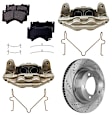 2-Wheel Set Front Brake Kit With Calipers, Cross-drilled and Slotted 5 Lugs 354.08 mm Ceramic, Includes (2) Brake Caliper, (2) Brake Disc and (1) Brake Pad Set