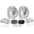 2-Wheel Set Front Brake Kit With Calipers, Plain Surface 5 Lugs 295.91 mm Ceramic, Includes (2) Brake Caliper, (1) Brake Pad Set and (2) Brake Disc