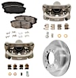 2-Wheel Set Rear Brake Kit With Calipers, Plain Surface 5 Lugs 344.93 mm Ceramic, Includes (2) Brake Caliper, (2) Brake Disc and (1) Brake Pad Set
