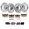 4-Wheel Set Front and Rear Brake Kit With Calipers, Plain Surface, 5 Lugs, Ceramic