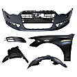 2012-2015 Audi A6 - 5-Piece Kit, Front, Driver Side Fender, For Models Without S-Line Package, Without Adaptive Cruise Control, Includes (1) Bumper Cover, (1) Fender, (2) Fender Liner, and (1) Fog Light Cover