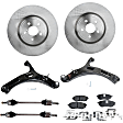 2011 Subaru Outback - 8-Piece Kit Front, Driver and Passenger Side Axle Assembly, Supplied with Standard Neoprene Outboard Boot, New, 3.6L 6Cyl  Includes (2) Axle Assembly, (2) Brake Disc, (1) Brake Pad Set, and (2) Control Arm