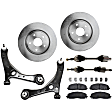 7-Piece Kit Front, Driver and Passenger Side Axle Assembly - New 7-Piece Kit, 3.6L, 6Cyl, Includes (2) Brake Disc, (1) Brake Pad Set, (2) Control Arm and (2) Axle Assembly