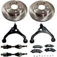 7-Piece Kit Front, Driver and Passenger Side, Lower Control Arm Kit, Includes (2) Brake Disc, (1) Brake Pad Set, (2) Control Arm and (2) Axle Assembly