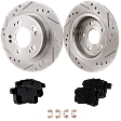 2-Wheel Set Rear Brake Disc and Pad Kit, Cross-drilled and Slotted 281.69 mm Ceramic Pro-Line Series, Includes (1) Brake Pad Set and (2) Brake Disc