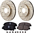 2-Wheel Set Front Brake Disc and Pad Kit, Cross-drilled and Slotted 260.2 mm Ceramic Pro-Line Series, Includes (1) Brake Pad Set and (2) Brake Disc