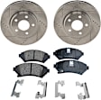 2-Wheel Set Front Brake Disc and Pad Kit, Cross-drilled and Slotted 302.6 mm Ceramic Pro-Line Series, Includes (1) Brake Pad Set and (2) Brake Disc
