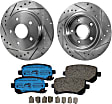 2-Wheel Set Rear Brake Disc and Pad Kit, Cross-drilled and Slotted 305 mm Ceramic Pro-Line Series, Includes (2) Disc and (1) Pad Set