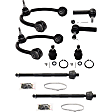 8-Piece Kit Front, Driver and Passenger Side, Upper Control Arm Kit, Includes (2) Ball Joint, (2) Control Arm, and (4) Tie Rod End