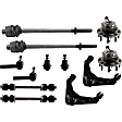 12-Piece Kit Front, Driver and Passenger Side, Upper Control Arm Kit, Includes (2) Ball Joint, (2) Control Arm, (2) Sway Bar Link, (4) Tie Rod End and (2) Wheel Hub