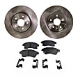 2-Wheel Set Front Brake Disc and Pad Kit, Plain Surface 5 Lugs 276 mm Organic Pro-Line Series, Includes (1) Brake Pad Set and (2) Brake Disc