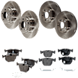 4-Wheel Set Front and Rear Brake Disc and Pad Kit, Plain Surface 5 Lugs Front-331.98 mm/Rear-324 mm Organic Pro-Line Series, Includes (4) Brake Disc and (2) Brake Pad Set