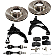 7-Piece Kit Front, Driver and Passenger Side Axle Assembly - New 7-Piece Kit 4WD, Includes (2) Brake Disc, (1) Brake Pad Set, (2) Control Arm and (2) Axle Assembly