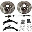 8-Piece Kit Front Axle Assembly, Automatic Transmission, Plug-In Style Inboard Housing, FWD, includes Brake Discs, Brake Pad Sets, and Control Arms