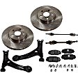2010 Toyota Corolla Base - 8-Piece Kit Front, Driver and Passenger Side Axle Assembly, USA Built Vehicle, New, 1.8L 4Cyl  Includes (2) Axle Assembly, (2) Brake Disc, (1) Brake Pad Set, and (2) Control Arm