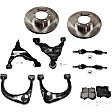 9-Piece Kit Front, Driver and Passenger Side, Upper and Lower Control Arm Kit, Includes (1) Brake Pad Set, (4) Control Arm, (2) Axle Assembly and (2) Brake Disc
