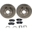 2-Wheel Set Brake Disc and Pad Kit, Plain Surface 5 Lugs 279.91 mm Organic Pro-Line Series, Includes (2) Brake Disc and (1) Brake Pad Set