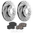 2-Wheel Set Front Brake Disc and Pad Kit, Cross-drilled and Slotted 296 mm Ceramic Pro-Line Series, Includes (2) Disc and (1) Pad Set
