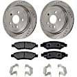 2-Wheel Set Rear Brake Disc and Pad Kit, Cross-drilled and Slotted 315 mm Ceramic Pro-Line Series, Includes (1) Brake Pad Set and (2) Brake Disc