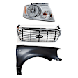3-Piece Kit, Grille Chrome Shell with Black Insert, Includes (1) Fender, (1) Grille, and (1) Headlight
