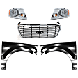 5-Piece Kit, Grille Chrome Shell with Black Insert, Includes (2) Fender, (1) Grille, and (2) Headlight