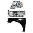2006 Ford F-150 Lariat - 3-Piece Kit Grille, Chrome Shell with Black Insert,  Includes (1) Fender, (1) Grille, and (1) Headlight