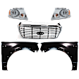 2005 Ford F-150 - 5-Piece Kit Grille, Chrome Shell with Black Insert,  Includes (2) Fender, (1) Grille, and (2) Headlight
