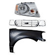 3-Piece Kit, Grille Chrome, RWD, For Models Without STX Edition, Includes (1) Fender, (1) Grille, and (1) Headlight