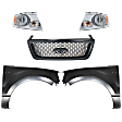 5-Piece Kit Driver and Passenger Side Halogen Headlight, With bulb(s), OE Replacement, Includes (2) Fender, (1) Grille Assembly and (2) Headlight