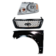 3-Piece Kit Driver Side Halogen Headlight, Includes (1) Fender, (1) Grille Assembly, and (1) Headlight