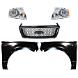 5-Piece Kit Driver and Passenger Side Halogen Headlight, With bulb(s), OE Replacement, Includes (2) Fender, (1) Grille Assembly and (2) Headlight