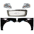 5-Piece Kit, Grille Chrome Shell with Beige Insert, Includes (2) Fender, (1) Grille, and (2) Headlight