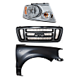 3-Piece Kit Passenger Side Halogen Headlight, Includes (1) Fender, (1) Grille Assembly, and (1) Headlight