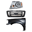 2007 Ford F-150 - 3-Piece Kit Driver Side Halogen Headlight, With bulb(s), OE Replacement,  Includes (1) Fender, (1) Grille Assembly, and (1) Headlight