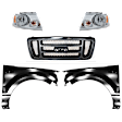 5-Piece Kit Driver and Passenger Side Halogen Headlight, With bulb(s), OE Replacement, Includes (2) Fender, (1) Grille Assembly and (2) Headlight