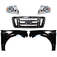 5-Piece Kit Driver and Passenger Side Halogen Headlight, With bulb(s), OE Replacement, Includes (2) Fender, (1) Grille Assembly and (2) Headlight