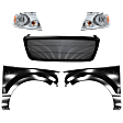 5-Piece Kit, Grille Primed Black, Includes (2) Fender, (1) Grille, and (2) Headlight