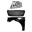 3-Piece Kit, Grille Primed Black, Includes (1) Fender, (1) Grille, and (1) Headlight