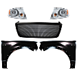 5-Piece Kit, Grille Primed Black, Includes (2) Fender, (1) Grille, and (2) Headlight