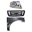 3-Piece Kit, Grille Paintable Shell with Black Insert, Includes (1) Fender, (1) Grille, and (1) Headlight