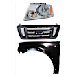 3-Piece Kit, Grille Paintable Shell with Black Insert, Includes (1) Fender, (1) Grille, and (1) Headlight