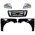 5-Piece Kit, Grille Paintable Shell with Black Insert, Includes (2) Fender, (1) Grille, and (2) Headlight