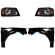4-Piece Kit Driver and Passenger Side Halogen Headlight, With bulb(s), Extended Cab Pickup, OE Replacement, Includes (2) Fender and (2) Headlight