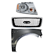 3-Piece Kit, Grille Chrome Shell with Black Insert, For Models With Appearance Package, Includes (1) Fender, (1) Grille, and (1) Headlight