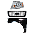 3-Piece Kit, Grille Chrome Shell with Black Insert, Includes (1) Fender, (1) Grille, and (1) Headlight