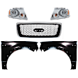 5-Piece Kit, Grille Chrome Shell with Black Insert, For Models With Appearance Package, Includes (2) Fender, (1) Grille, and (2) Headlight