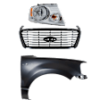3-Piece Kit, Grille Black Shell with Chrome Insert, Includes (1) Fender, (1) Grille, and (1) Headlight