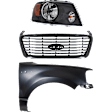 3-Piece Kit, Grille Black Shell with Chrome Insert, Includes (1) Fender, (1) Grille, and (1) Headlight